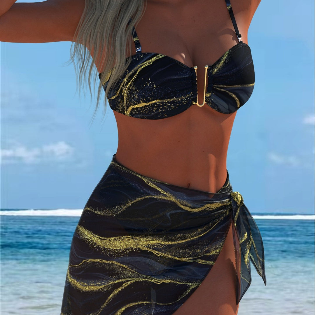 Damer Bikini-set med elegant balconette-overdel och modisk vikskjorta Mirla-Eva Jonsson