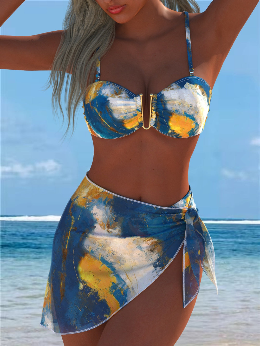 Damer Bikini-set med elegant balconette-overdel och modisk vikskjorta Mirla-Eva Jonsson