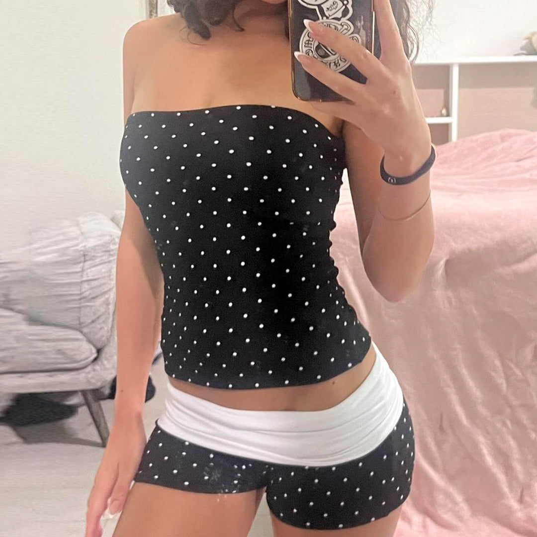 Damer Bikini-set med prickigt mönster och elastisk midjeutskärning Mirla-Eva Jonsson