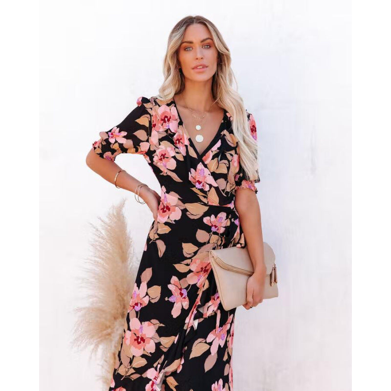 Damer Blommig Wrap Maxi Klänning Eva Jonsson-Eva Jonsson
