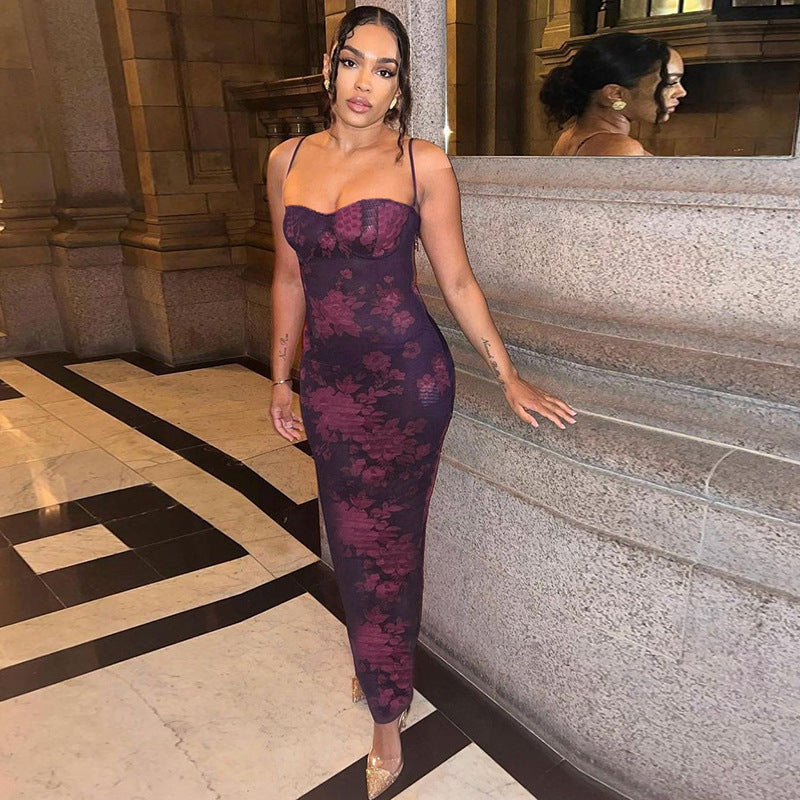 Damer Blommönster Bodycon Maxi Klänning Eva Jonsson-Eva Jonsson