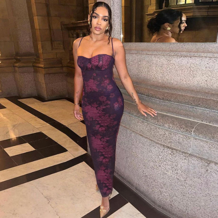 Damer Blommönster Bodycon Maxi Klänning Eva Jonsson-Eva Jonsson
