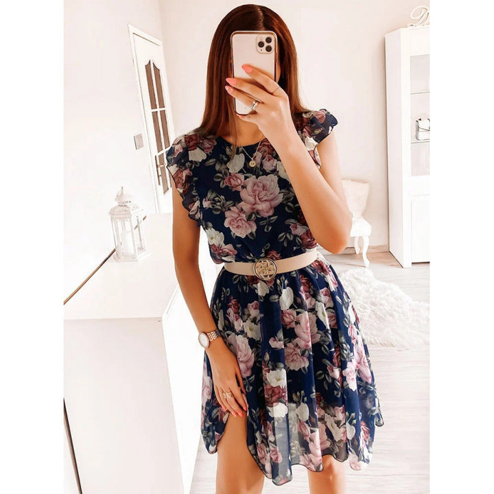 Damer Blomster Rynkad Midi Klänning Eva Jonsson-Eva Jonsson