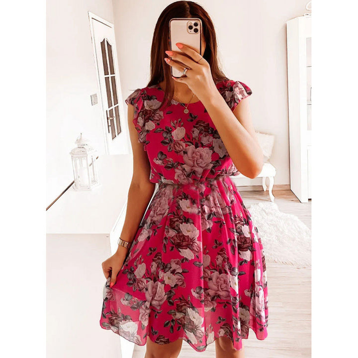 Damer Blomster Rynkad Midi Klänning Eva Jonsson-Eva Jonsson