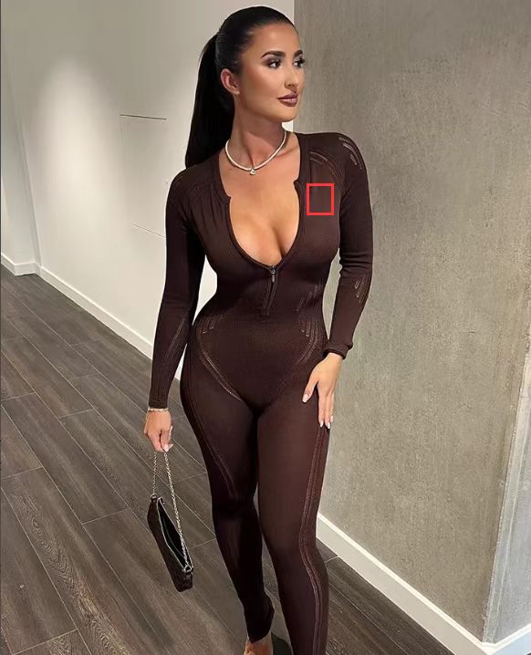 Damer Bodycon Jumpsuit med djup V-ringning och långa ärmar Mirla-Eva Jonsson
