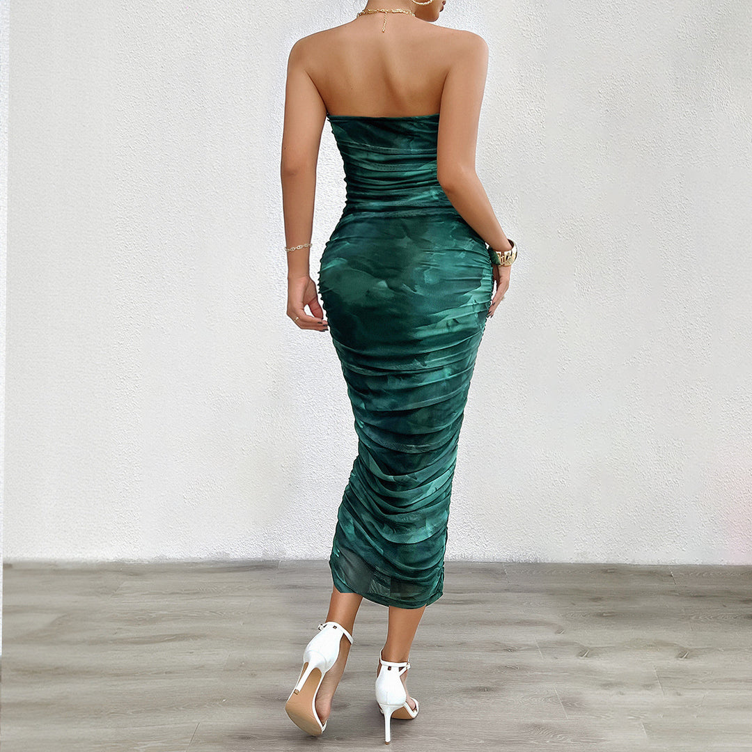 Damer Bodycon Maxiklänning med volanger och strapless design Mirla-Eva Jonsson