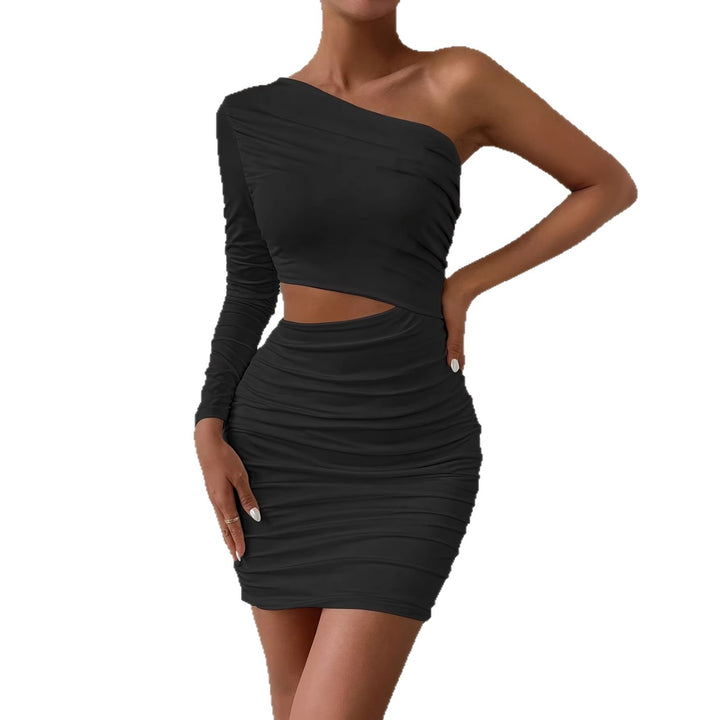 Damer Bodycon-klänning med asymmetrisk utskärning och rynkor Mirla-Eva Jonsson