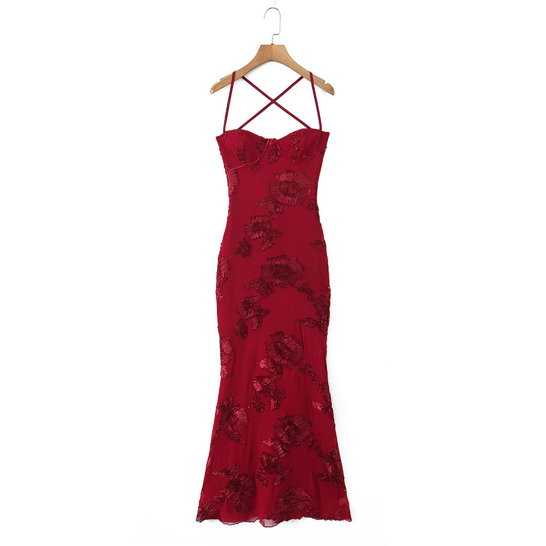 Damer Bodycon klänning med blommig spetsdetalj Mirla-Eva Jonsson