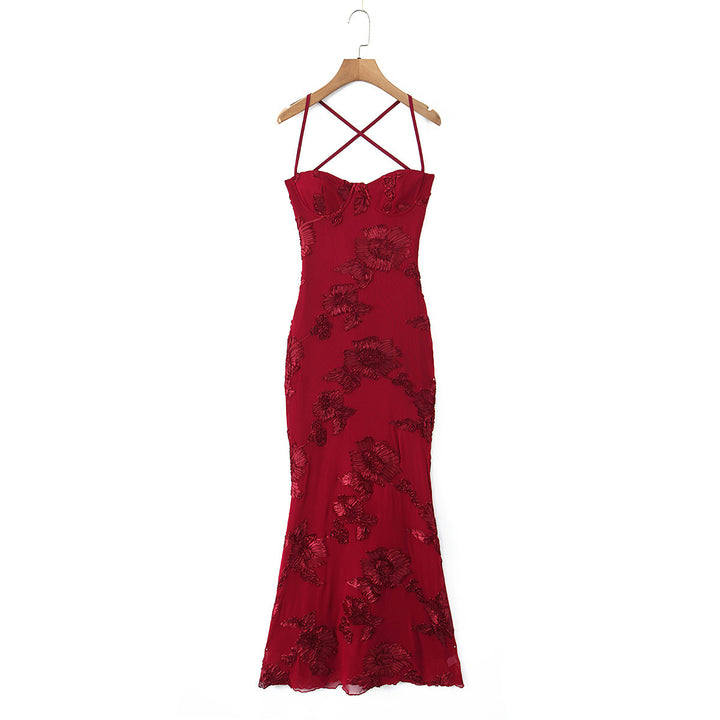 Damer Bodycon klänning med blommig spetsdetalj Mirla-Eva Jonsson