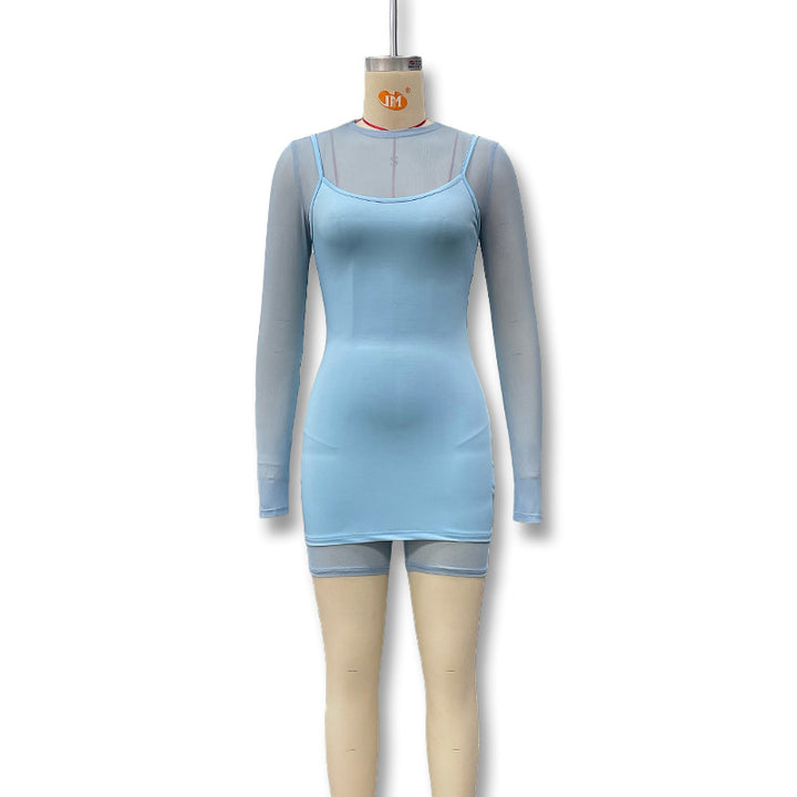 Damer Bodycon klänning med transparenta ärmar och figurnära snitt Mirla-Eva Jonsson