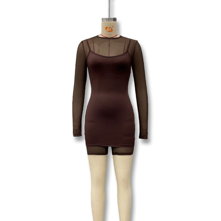 Damer Bodycon klänning med transparenta ärmar och figurnära snitt Mirla-Eva Jonsson
