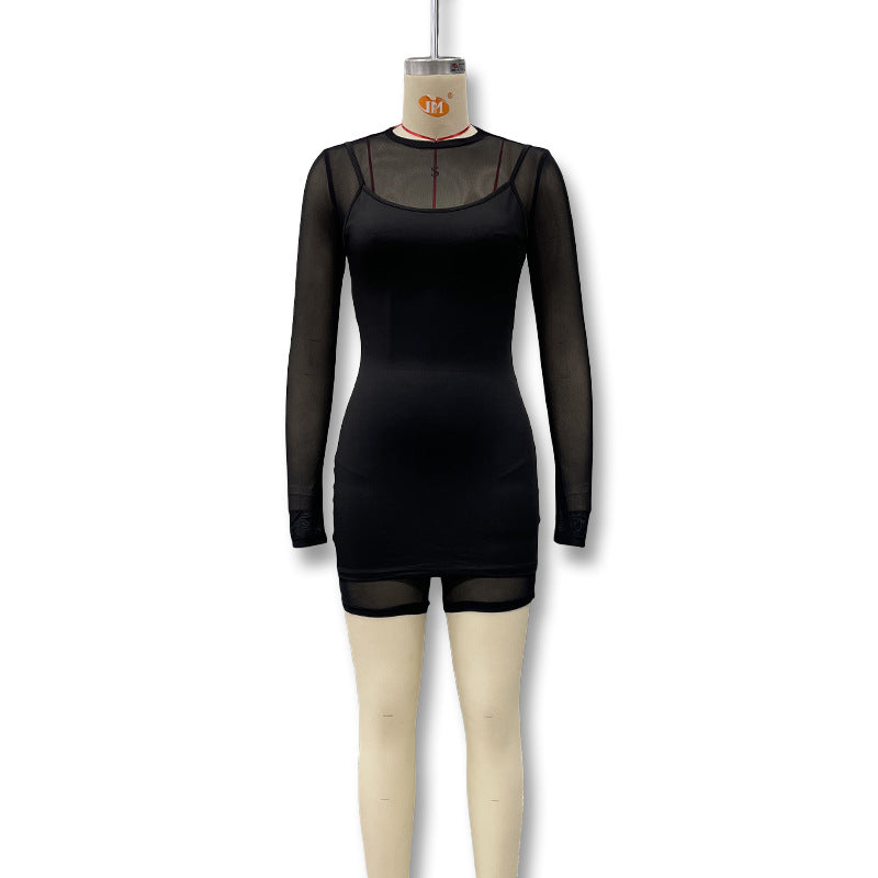 Damer Bodycon klänning med transparenta ärmar och figurnära snitt Mirla-Eva Jonsson