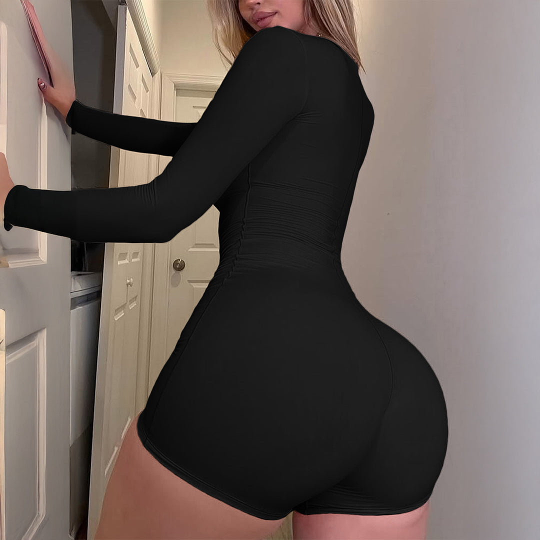 Damer Bodycon onepiece med långa ärmar och fyrkantig hals Mirla-Eva Jonsson