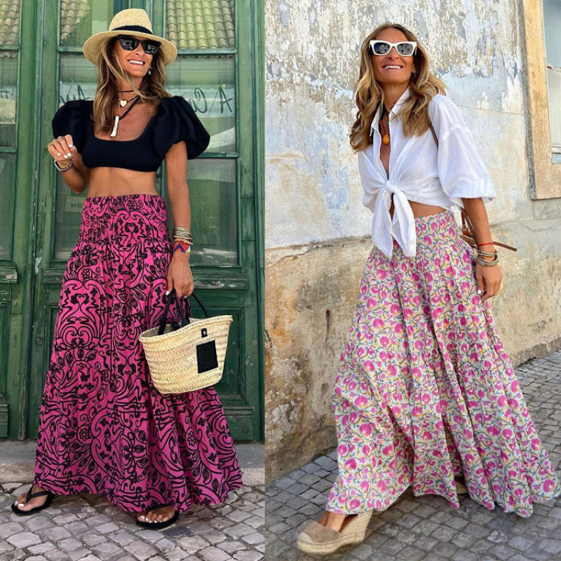 Damer Bohemian Högmidjad Maxi Kjol Eva Jonsson-Eva Jonsson