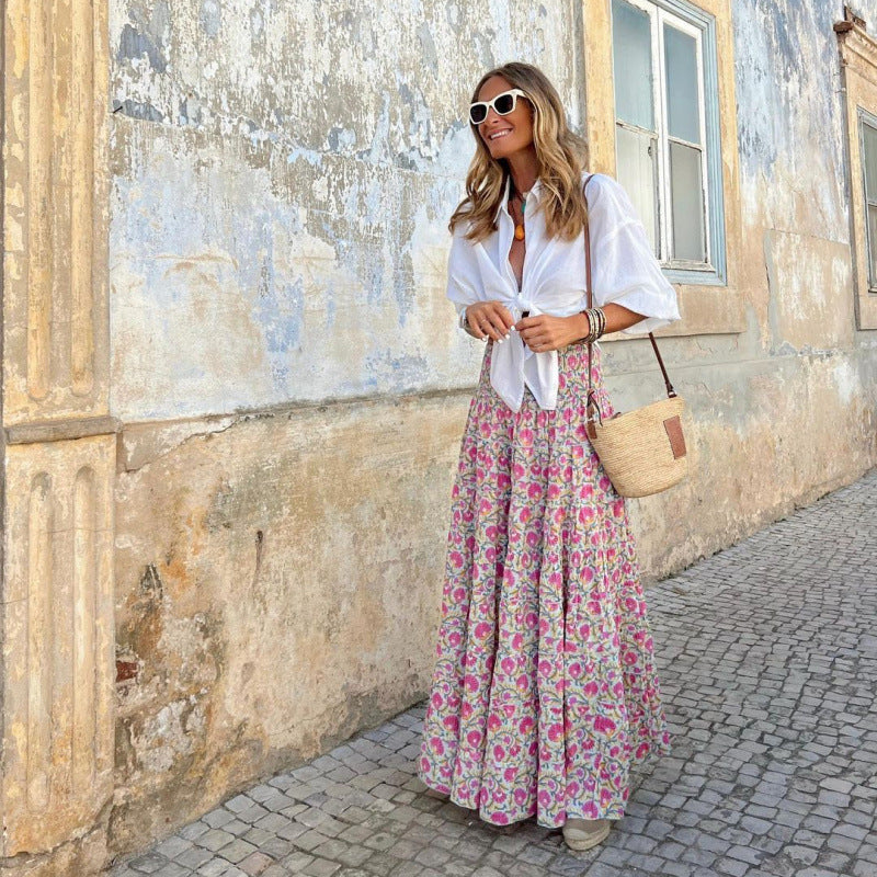 Damer Bohemian Högmidjad Maxi Kjol Eva Jonsson-Eva Jonsson