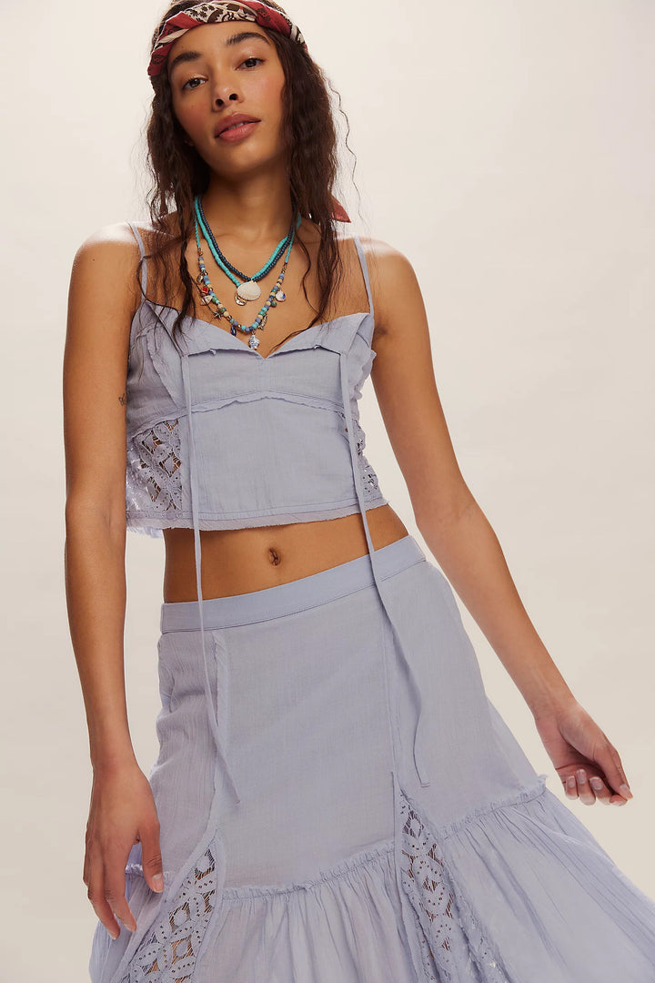 Damer Boho Crop-Top med spetsdetaljer och volangdetaljer Eva Jonsson-Eva Jonsson