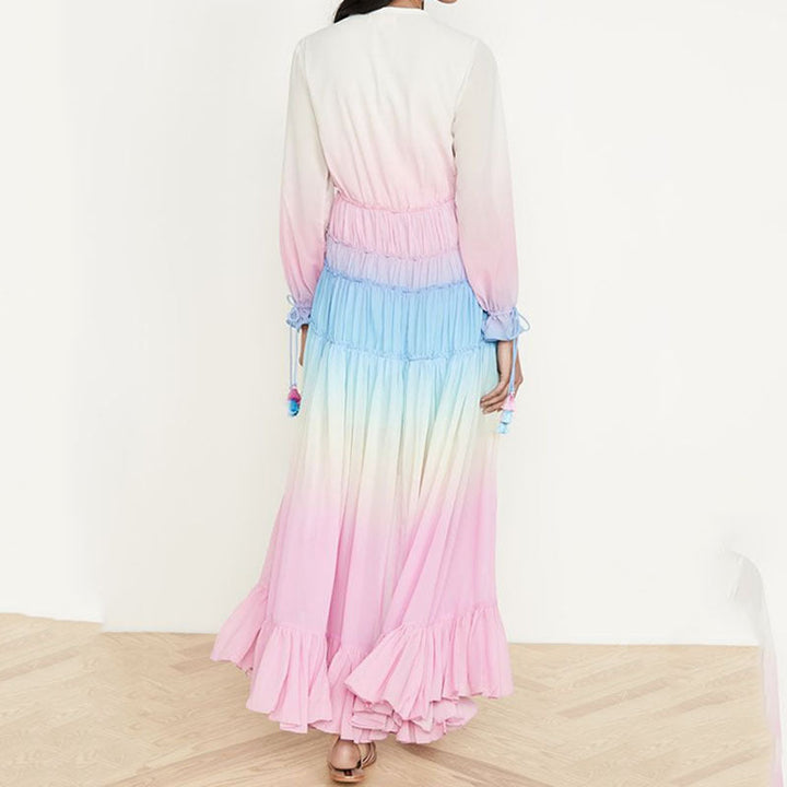 Damer Boho Maxiklänning med voluminös kjol och volanger Mirla-Eva Jonsson