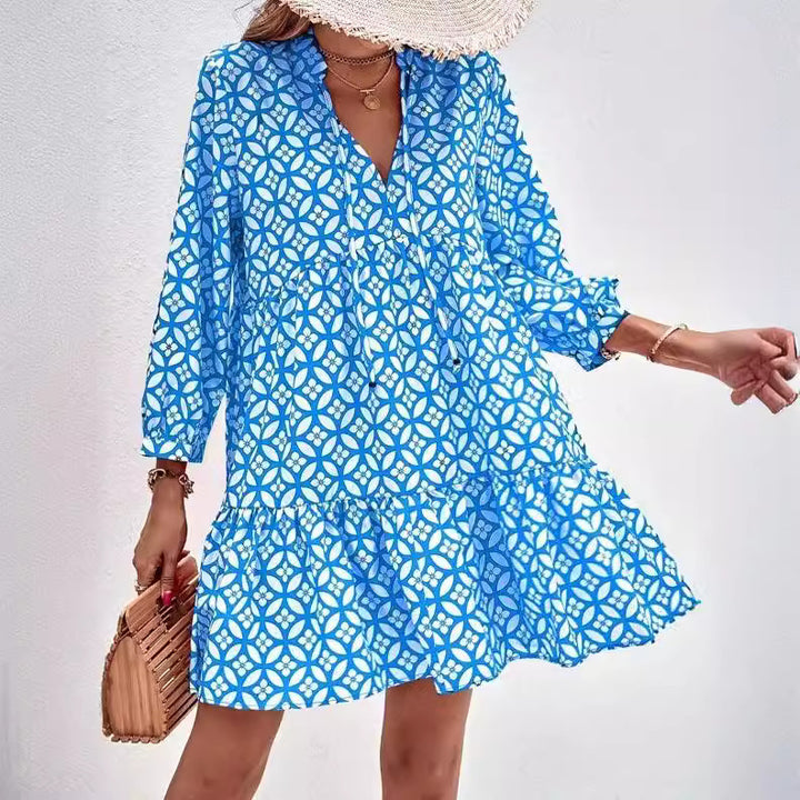 Damer Boho-style sommarklänning med flytande snitt och volangdetaljer Mirla-Eva Jonsson