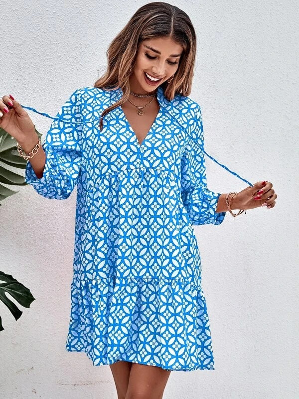 Damer Boho-style sommarklänning med flytande snitt och volangdetaljer Mirla-Eva Jonsson