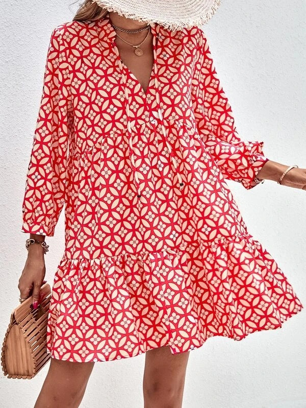 Damer Boho-style sommarklänning med flytande snitt och volangdetaljer Mirla-Eva Jonsson