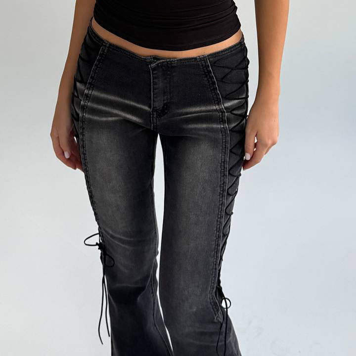 Damer Bootcut Jeans med modern snördetalj Mirla-Eva Jonsson