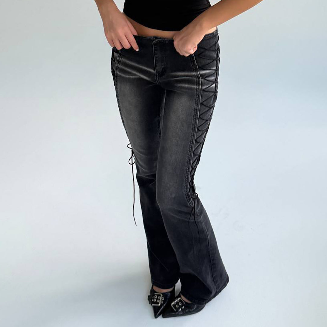Damer Bootcut Jeans med modern snördetalj Mirla-Eva Jonsson
