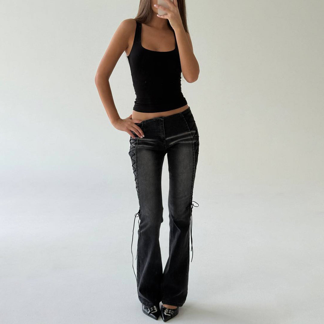 Damer Bootcut Jeans med modern snördetalj Mirla-Eva Jonsson