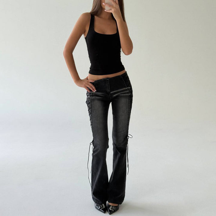 Damer Bootcut Jeans med modern snördetalj Mirla-Eva Jonsson