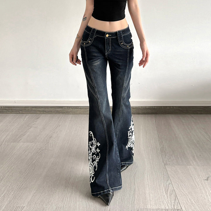 Damer Bootcut-jeans med konstnärliga broderidetaljer Mirla-Eva Jonsson