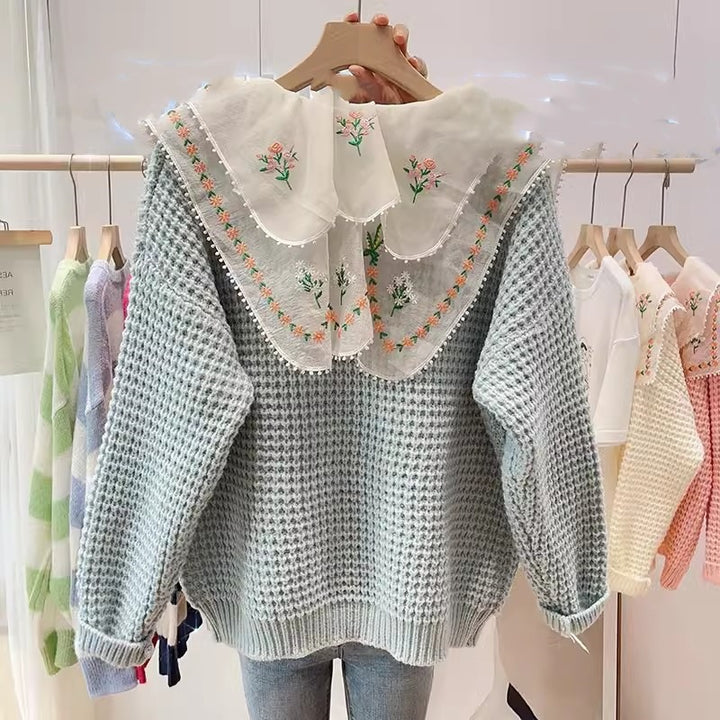 Damer Broderad Cardigan med Vida Skurna Krage Mirla-Eva Jonsson