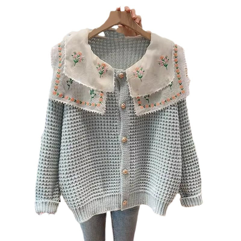 Damer Broderad Cardigan med Vida Skurna Krage Mirla-Eva Jonsson