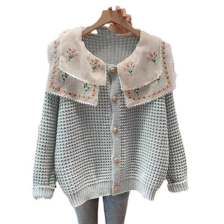 Damer Broderad Cardigan med Vida Skurna Krage Mirla-Eva Jonsson