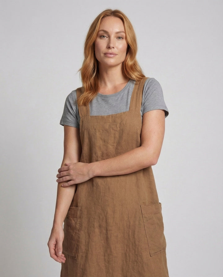 Damer Byxdress Linneblandning Fyrkantig U-ringning-Eva Jonsson