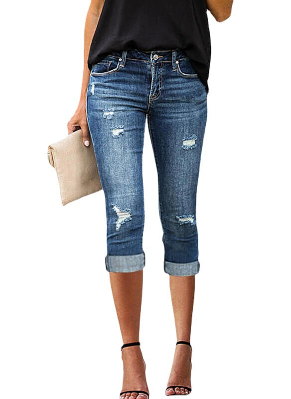 Damer Capri-jeans med Destroyed-look Mirla-Eva Jonsson