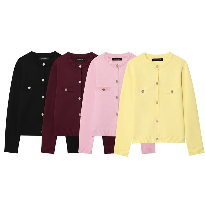 Damer Cardigan med knapppunkter och bröstfickor Mirla-Eva Jonsson