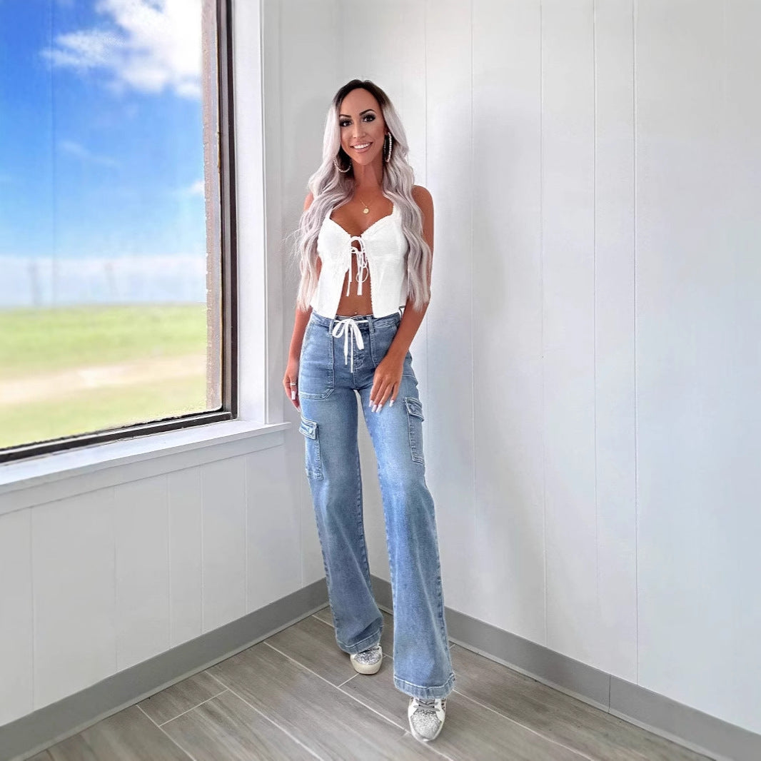 Damer Cargo Jeans med Vid Ben och Höga Fickor Mirla-Eva Jonsson