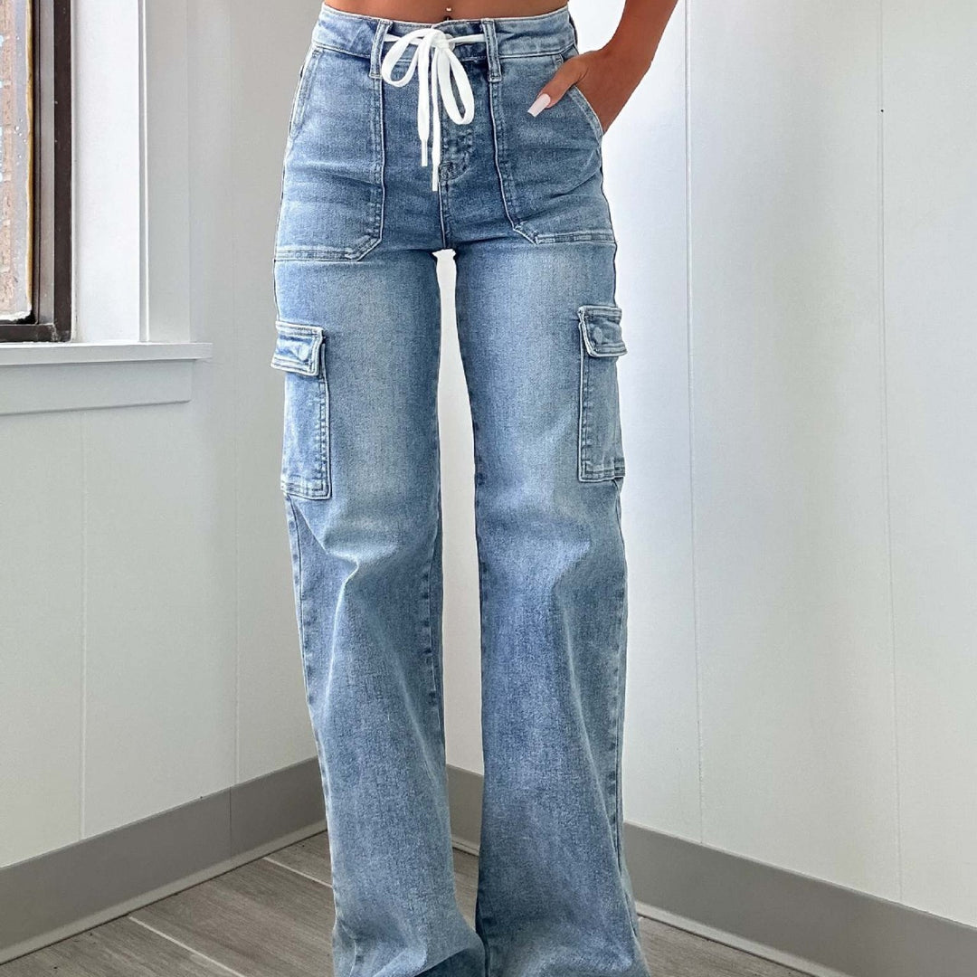 Damer Cargo Jeans med Vid Ben och Höga Fickor Mirla-Eva Jonsson