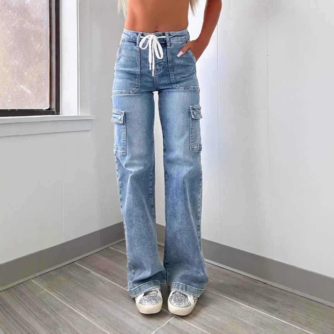 Damer Cargo Jeans med Vid Ben och Höga Fickor Mirla-Eva Jonsson