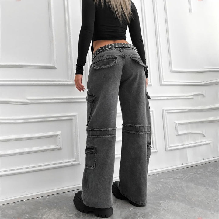 Damer Cargo Jeans med stiliga sidfickor och remmar Mirla-Eva Jonsson
