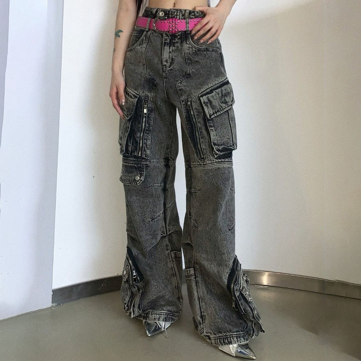 Damer Cargo-jeans med fransiga avslutningar och praktiska fickor Mirla-Eva Jonsson