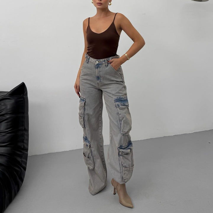 Damer Cargo-jeans med hög midja och praktiska fickor Mirla-Eva Jonsson