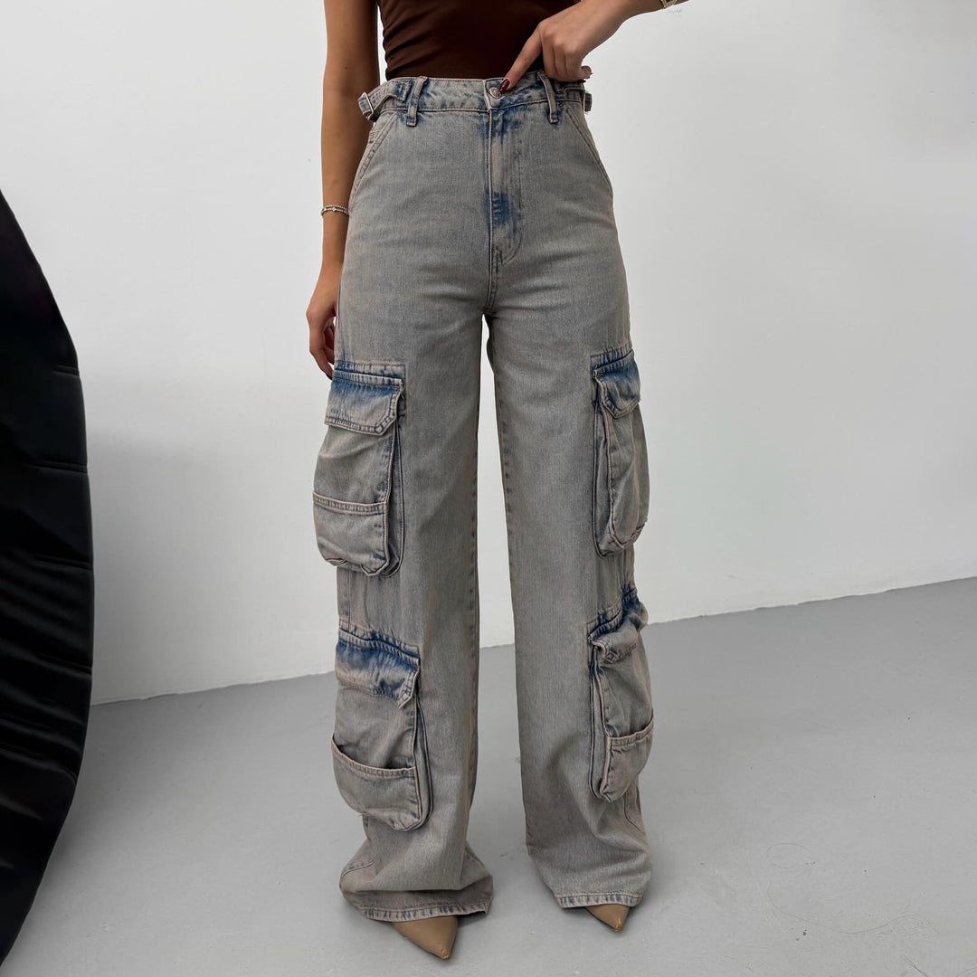 Damer Cargo-jeans med hög midja och praktiska fickor Mirla-Eva Jonsson