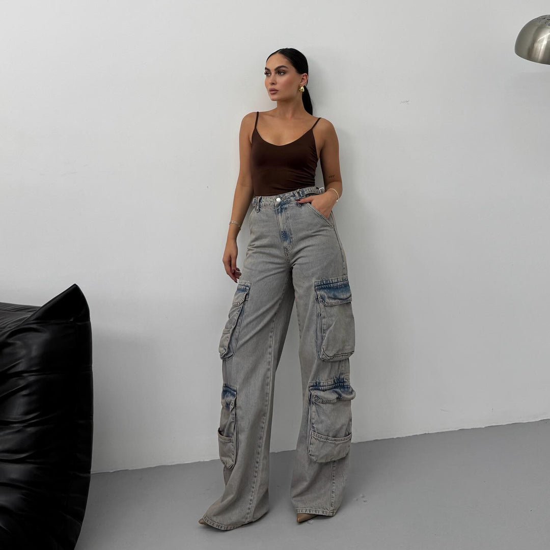 Damer Cargo-jeans med hög midja och praktiska fickor Mirla-Eva Jonsson