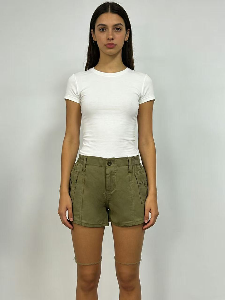 Damer Cargo-shorts med funktionella sidofickor och elastisk midja Mirla-Eva Jonsson