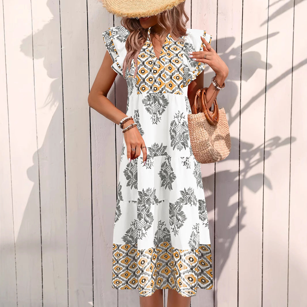 Damer Casual Blusklänning med blommönster och modern V-ringning Eva Jonsson-Eva Jonsson