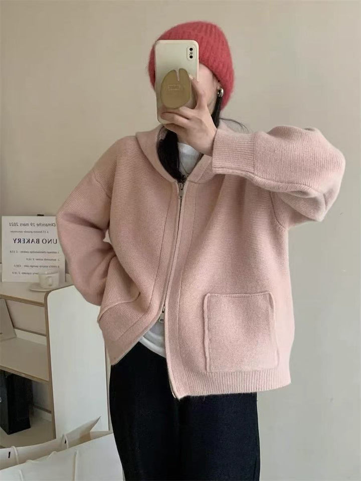 Damer Casual Oversized Cardigan med Huva och Fickor Mirla-Eva Jonsson