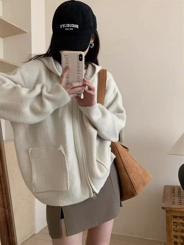 Damer Casual Oversized Cardigan med Huva och Fickor Mirla-Eva Jonsson