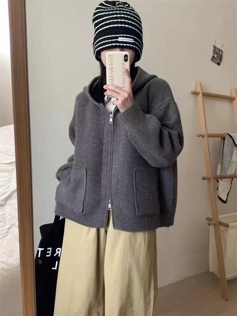Damer Casual Oversized Cardigan med Huva och Fickor Mirla-Eva Jonsson