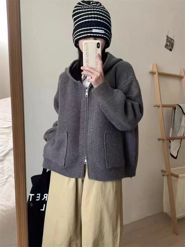 Damer Casual Oversized Cardigan med Huva och Fickor Mirla-Eva Jonsson