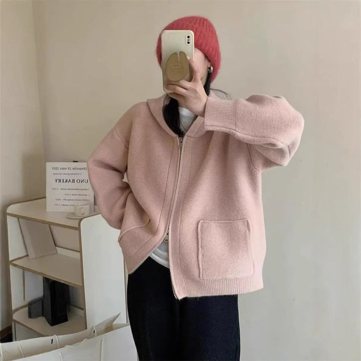 Damer Casual Oversized Cardigan med Huva och Fickor Mirla-Eva Jonsson